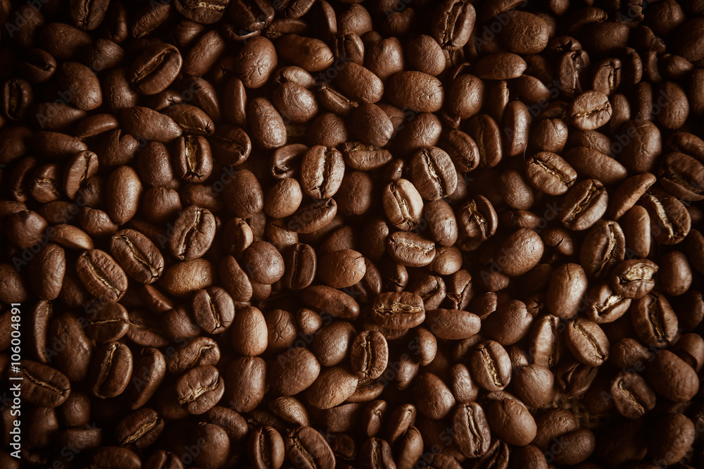Fototapeta premium Fresh Brown coffee caffeine bean background
