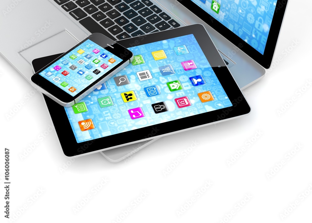 Laptop, phone and tablet pc. Laptop, phone and tablet pc.