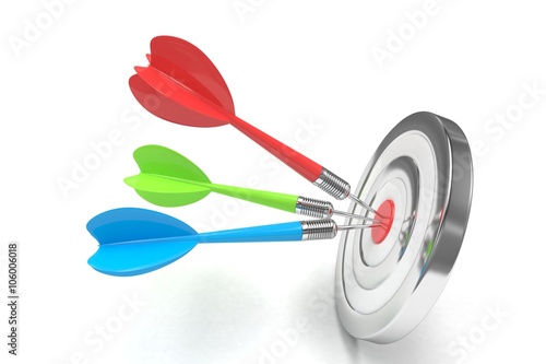 Three multicolor arrows darts in center.