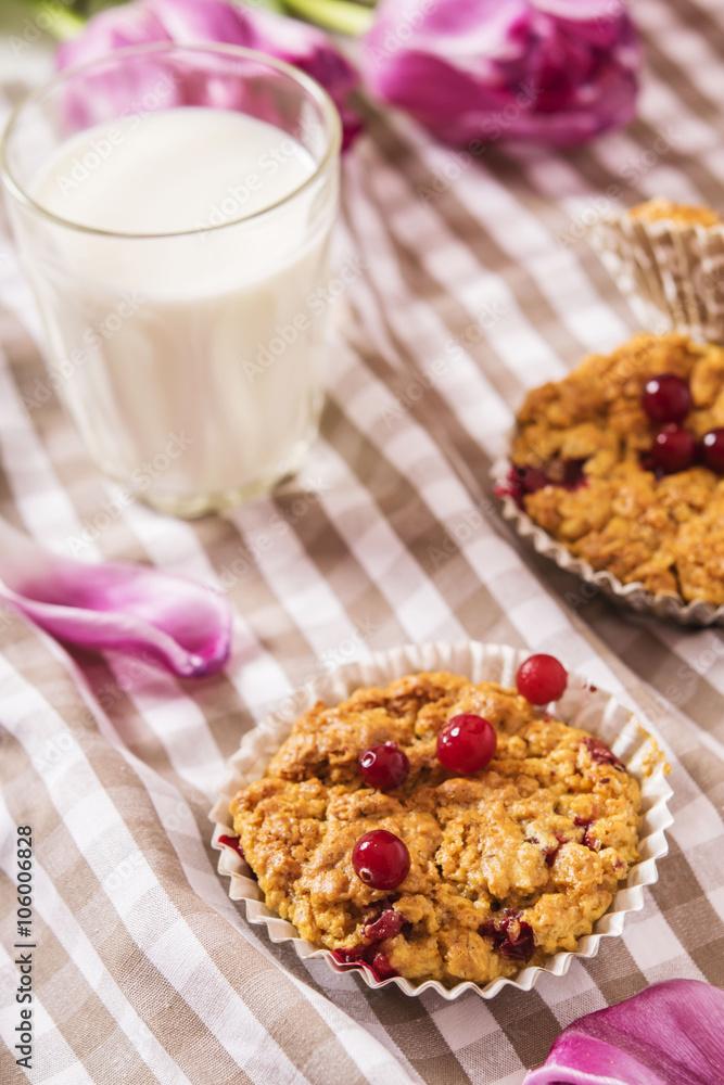 Oat muffins with cranberries and egg liqueur Oat muffins with cranberries and egg liqueur