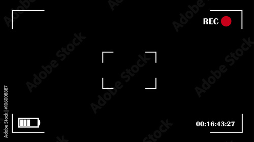 Focusing screen of the camera. Viewfinder camera recording. Video screen on a black background. vector illustration.