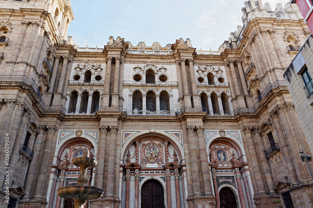 details architecture of Spanish city. Malaga