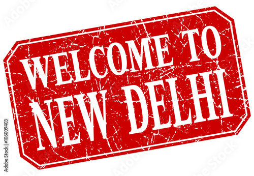 welcome to New Delhi red square grunge stamp