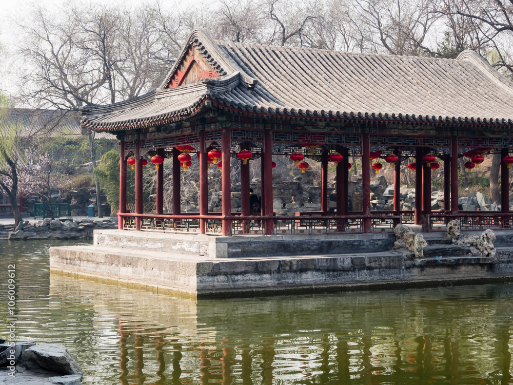 Classical Chinese garden with pond and pavilion in Prince Gong palace, Beijing Classical Chinese garden with pond and pavilion in Prince Gong palace, Beijing