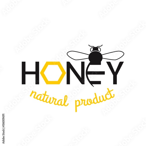 Honey isolated logo. Bee design vector template linear style. 