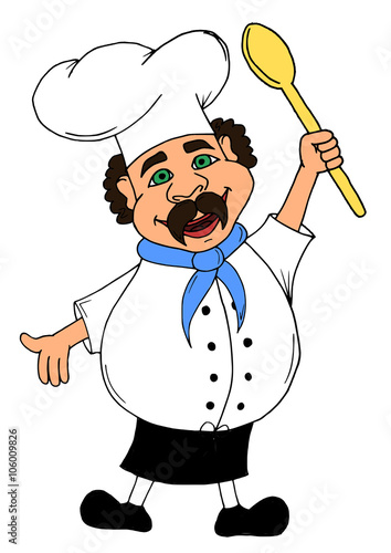 Smiling cook with open arms