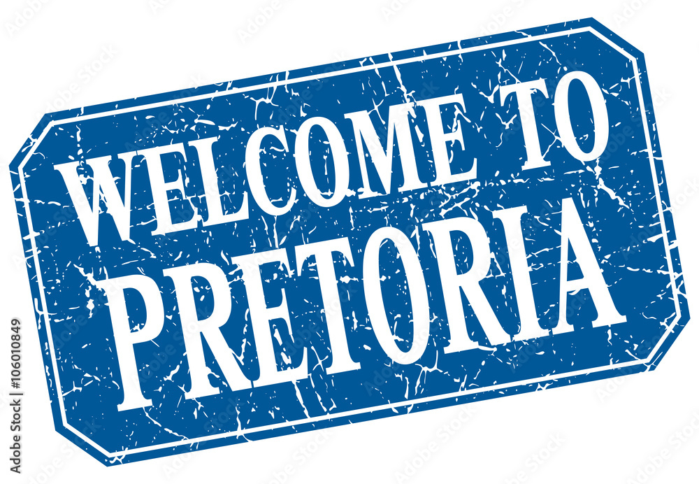 welcome to Pretoria blue square grunge stamp