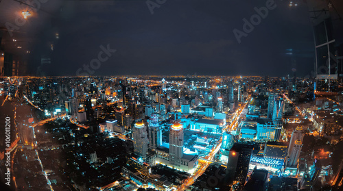 Night skyline of Bangkok from Baiyoke Sky Hotel, the tallest hotel in Southeast Asia ,Thailand