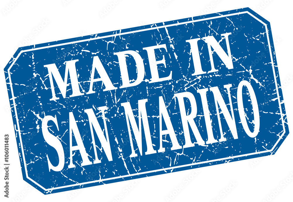 made in San Marino blue square grunge stamp
