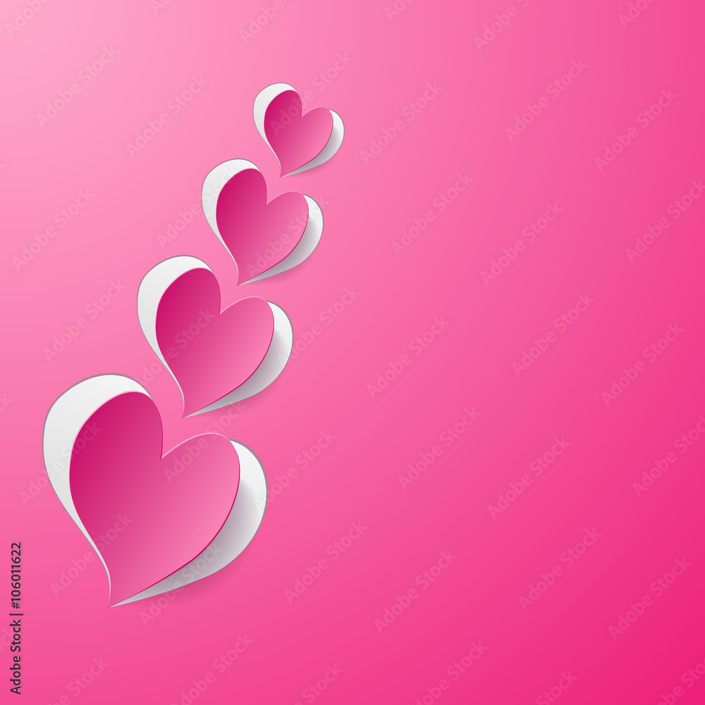 pink background with cut hearts