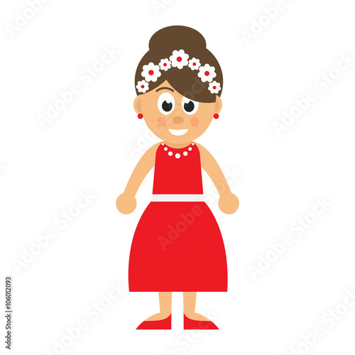 cartoon woman in red dress
