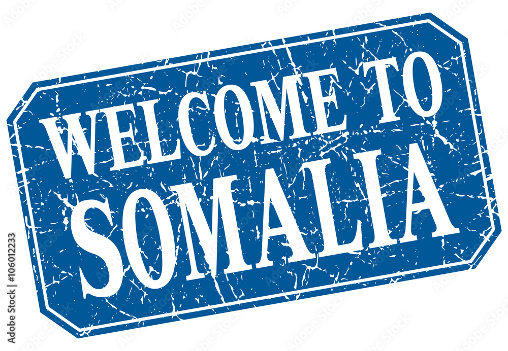 welcome to Somalia blue square grunge stamp