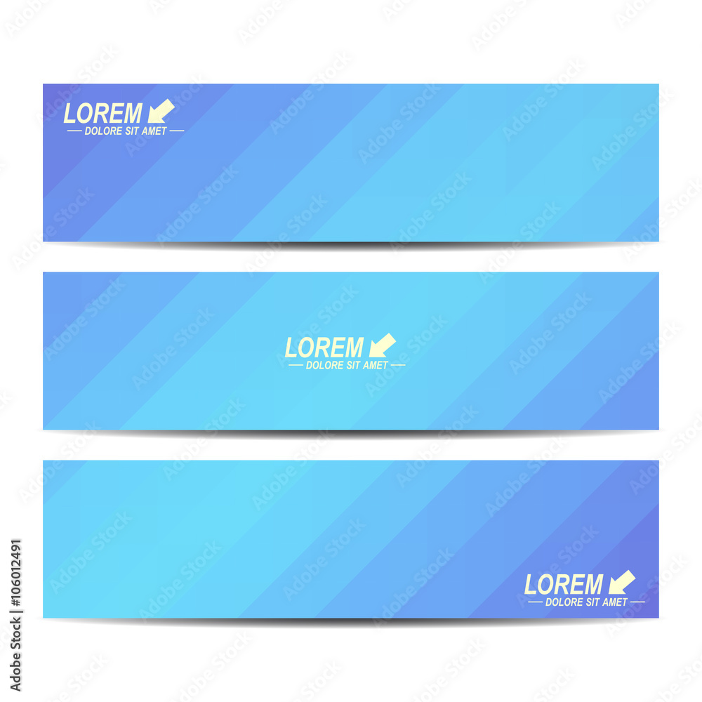 Fototapeta premium Blue set of vector banners. Background with blue triangles. Web banners card, vip, certificate, gift, voucher. Modern business stylish design