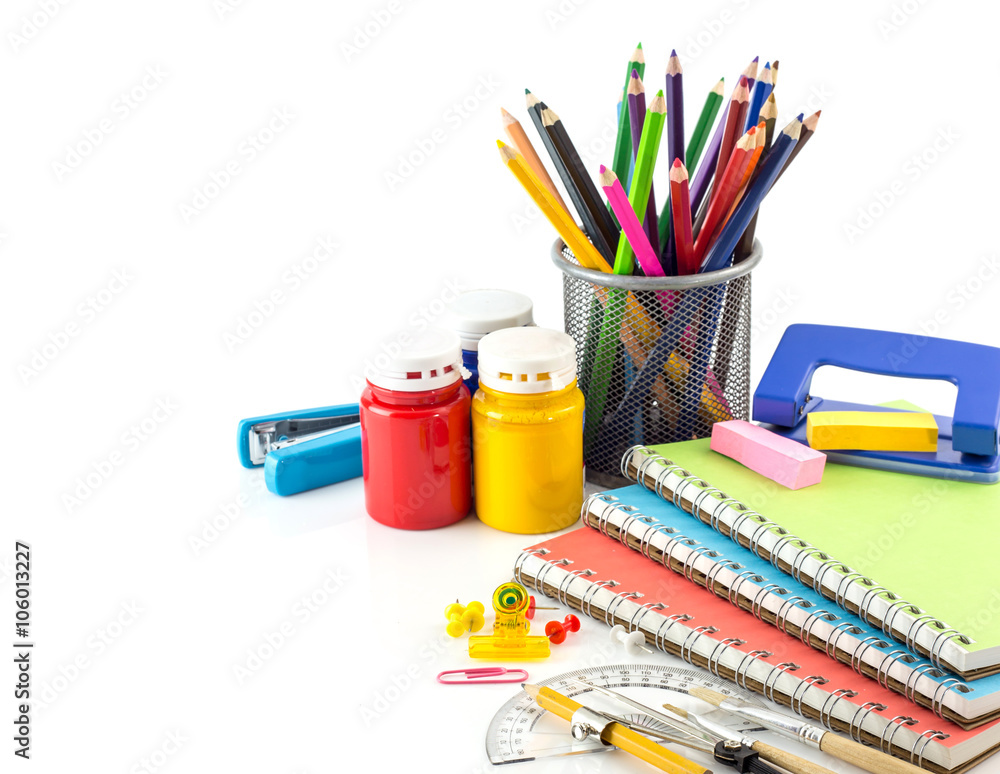 Stationery background on white background Stock Photo Adobe Stock