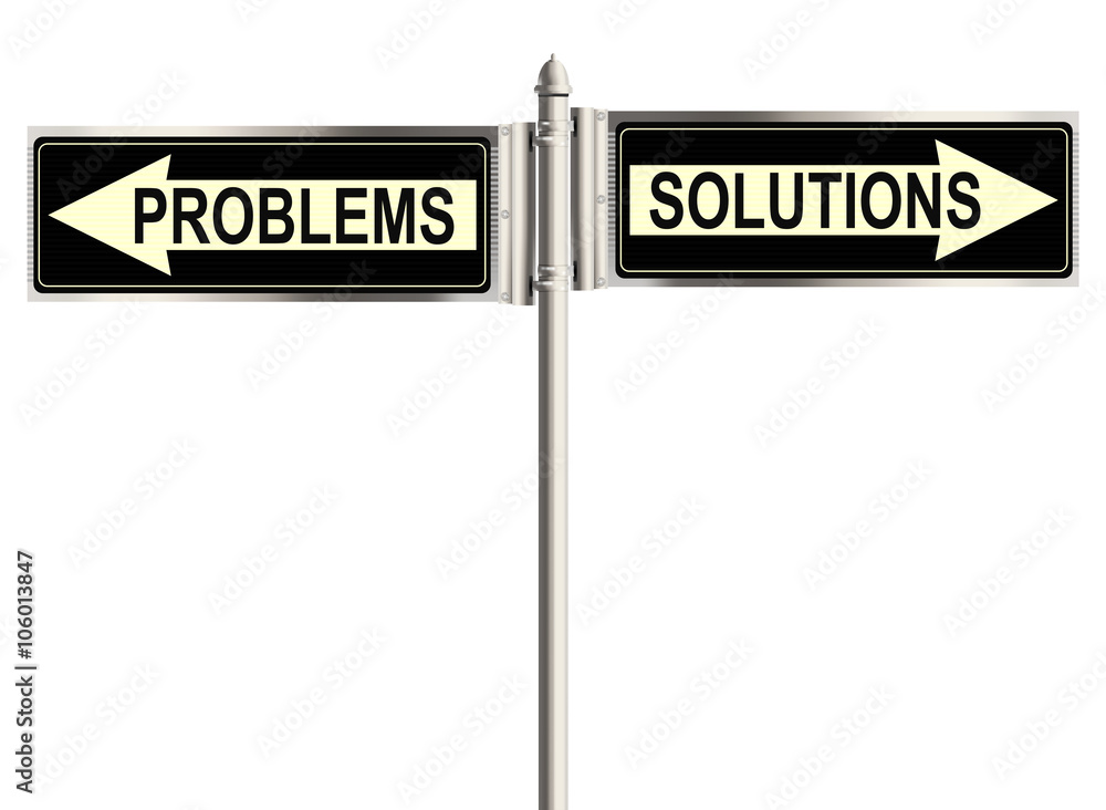 Solution. Road sign on the white background. Raster illustration. Solution. Road sign on the white background. Raster illustration.