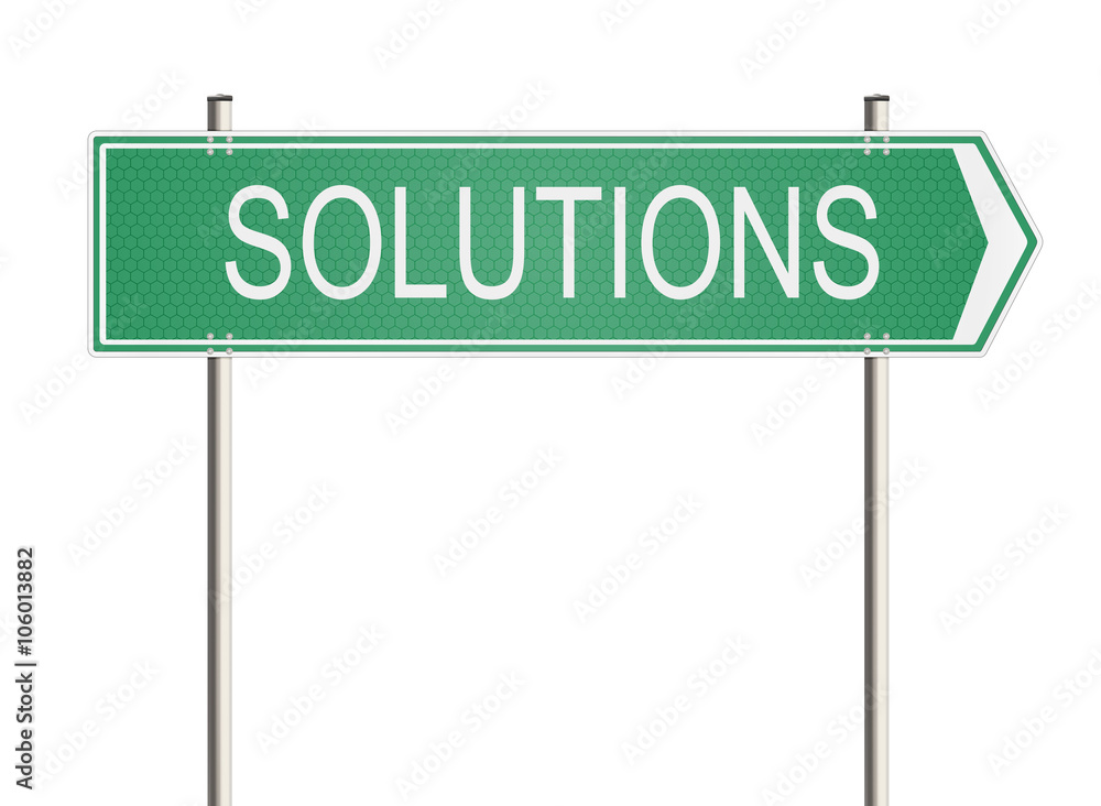 Solution. Road sign on the white background. Raster illustration. Solution. Road sign on the white background. Raster illustration.