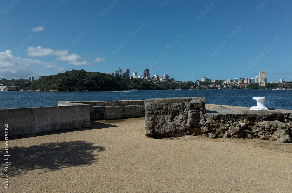 Seawall and Building Ruins at Ballast Point Park Sydney