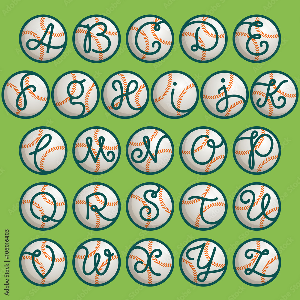 Alphabet letters logos with baseball ball. Alphabet letters logos with baseball ball.