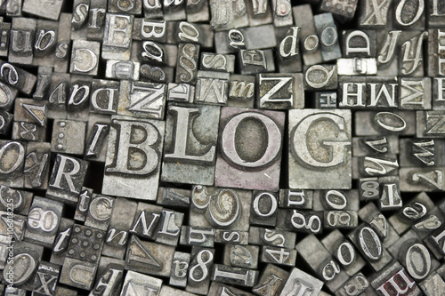 Close up of typeset letters with the word Blog