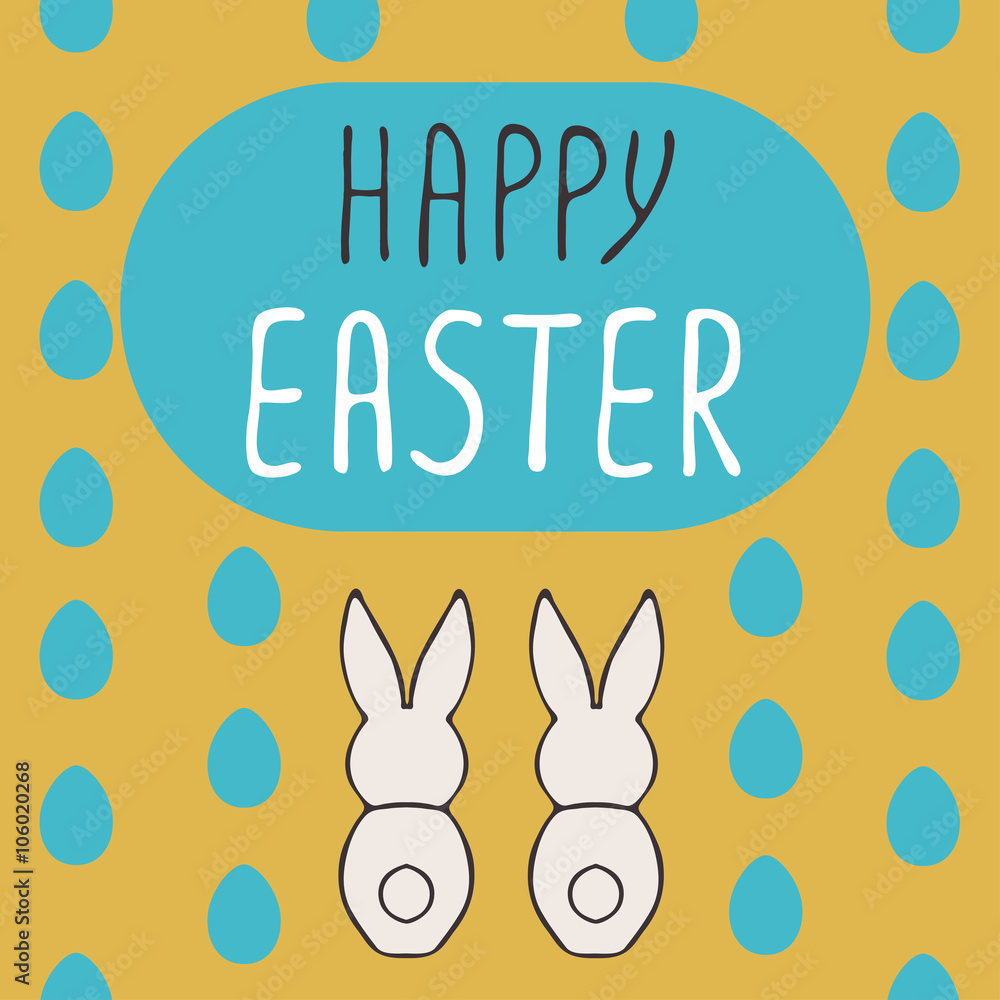Happy Easter greeting card with bunnies Happy Easter greeting card with bunnies