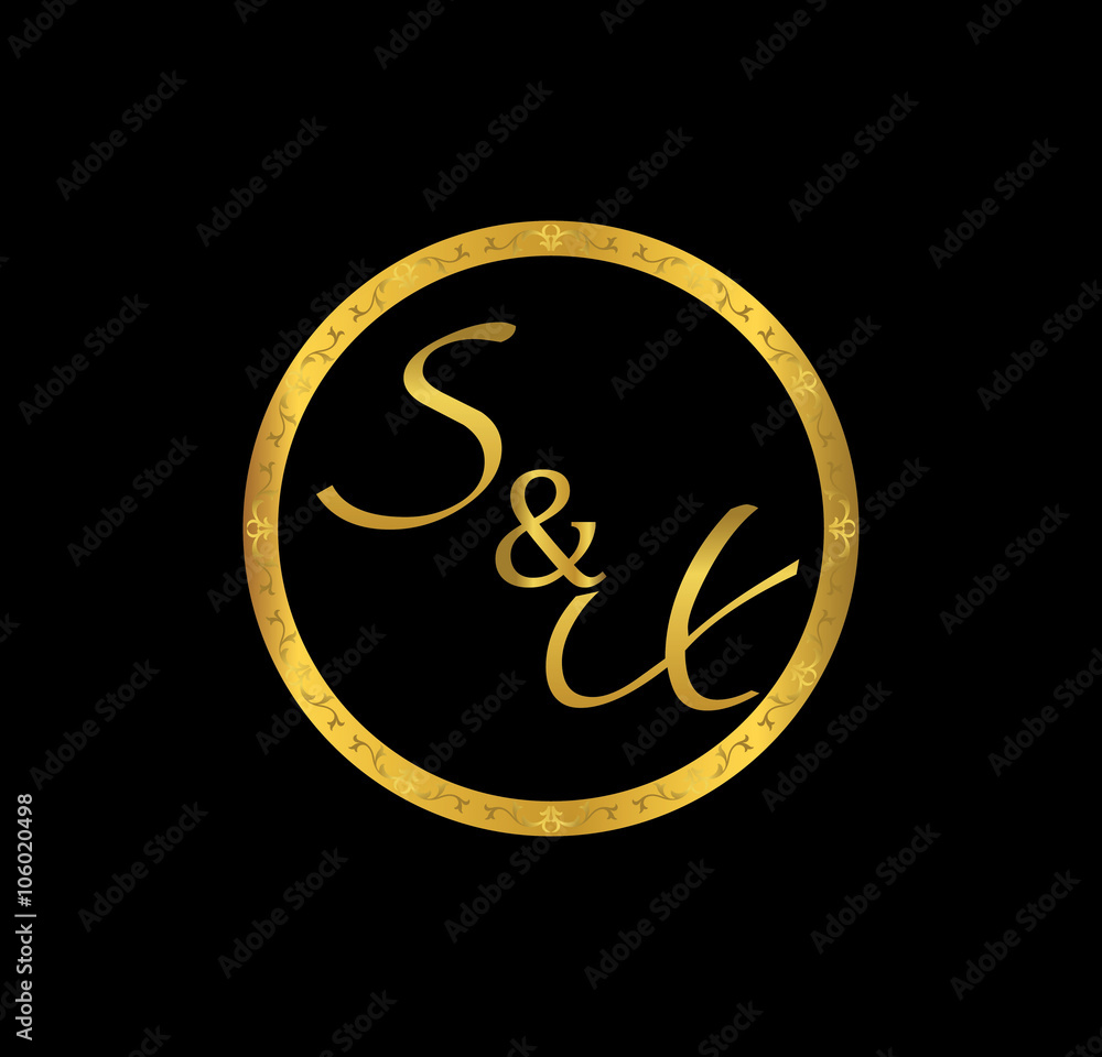 SX initial wedding in golden ring SX initial wedding in golden ring