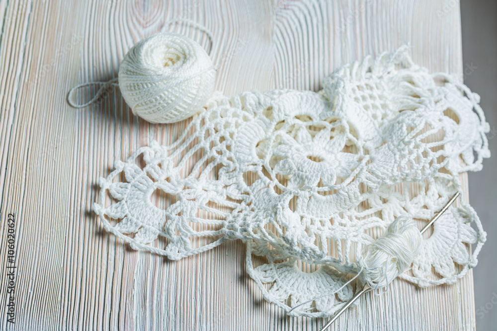 Crochet white napkins made by hand Crochet white napkins made by hand
