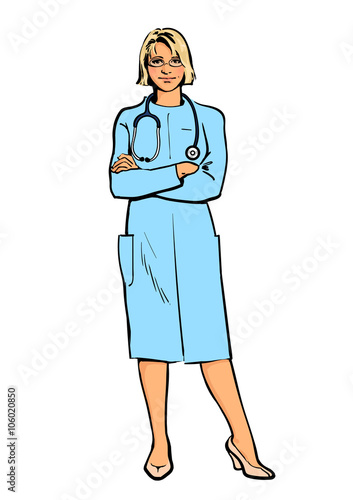 Female doctor standing with his arms crossed