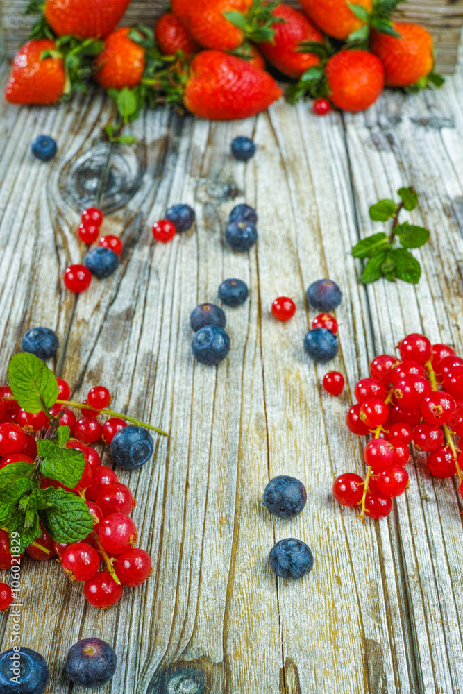 Fresh organic strawberry, blue and red berry Fresh organic strawberry, blue and red berry