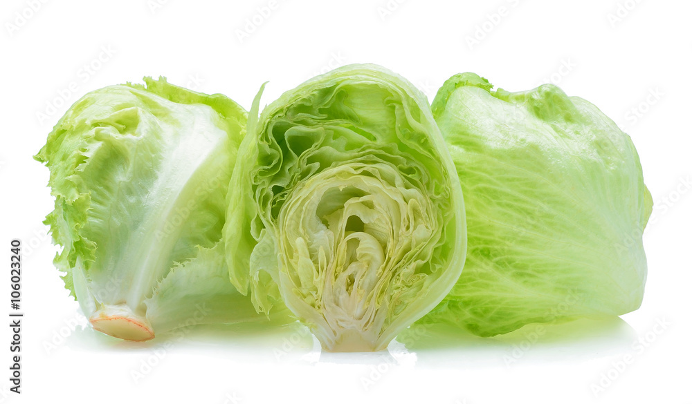 Green Iceberg lettuce on white background. Green Iceberg lettuce on white background.