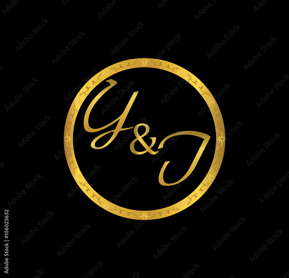 YI initial wedding in golden ring YI initial wedding in golden ring