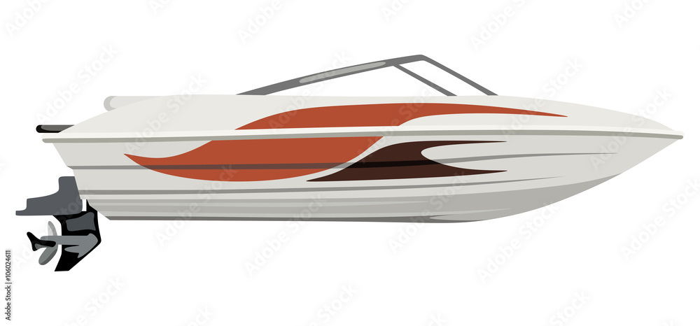 Red small motorboat Red small motorboat