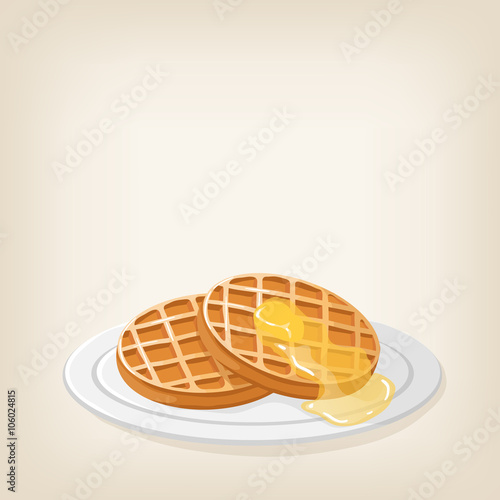 Waffles with a piece butter