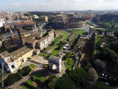 Rome Colosseum Forum aerial