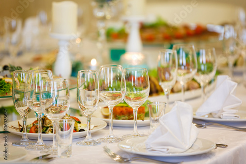 The banquet table in restaurant