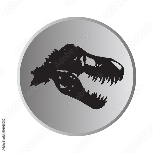 silhouette head of dinosaur, tyrannosaurus rex skeleton, sign © plalek