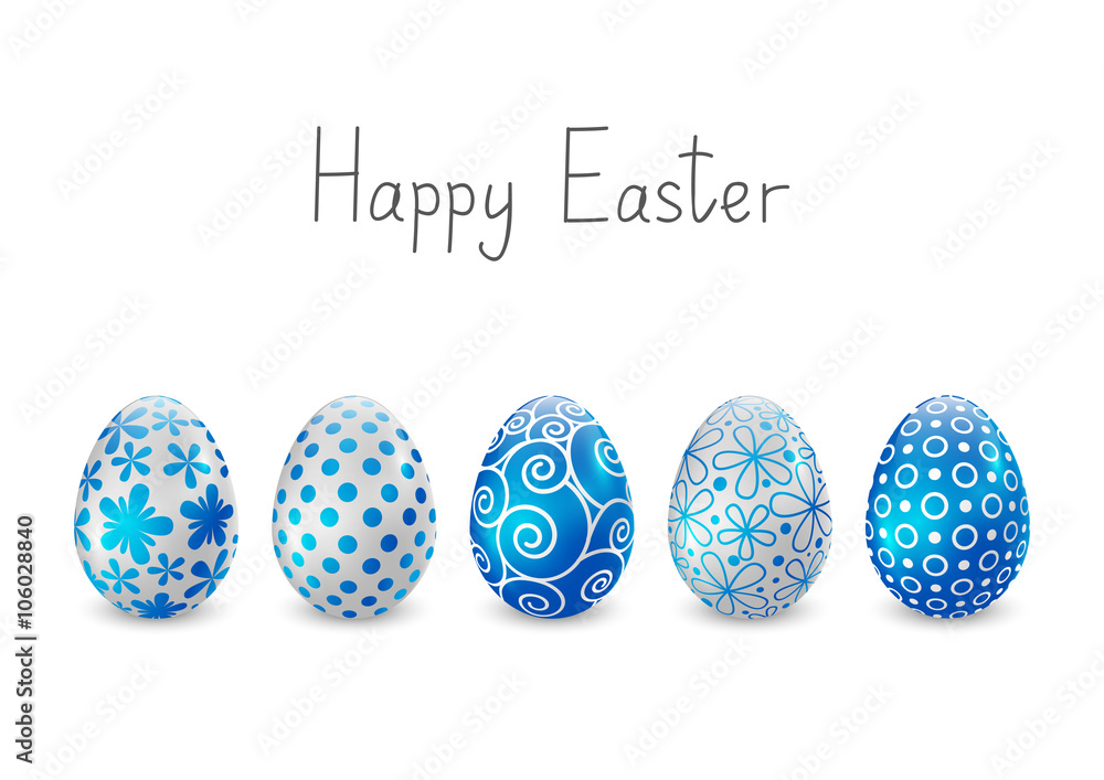 Easter eggs with blue and white pattern Easter eggs with blue and white pattern