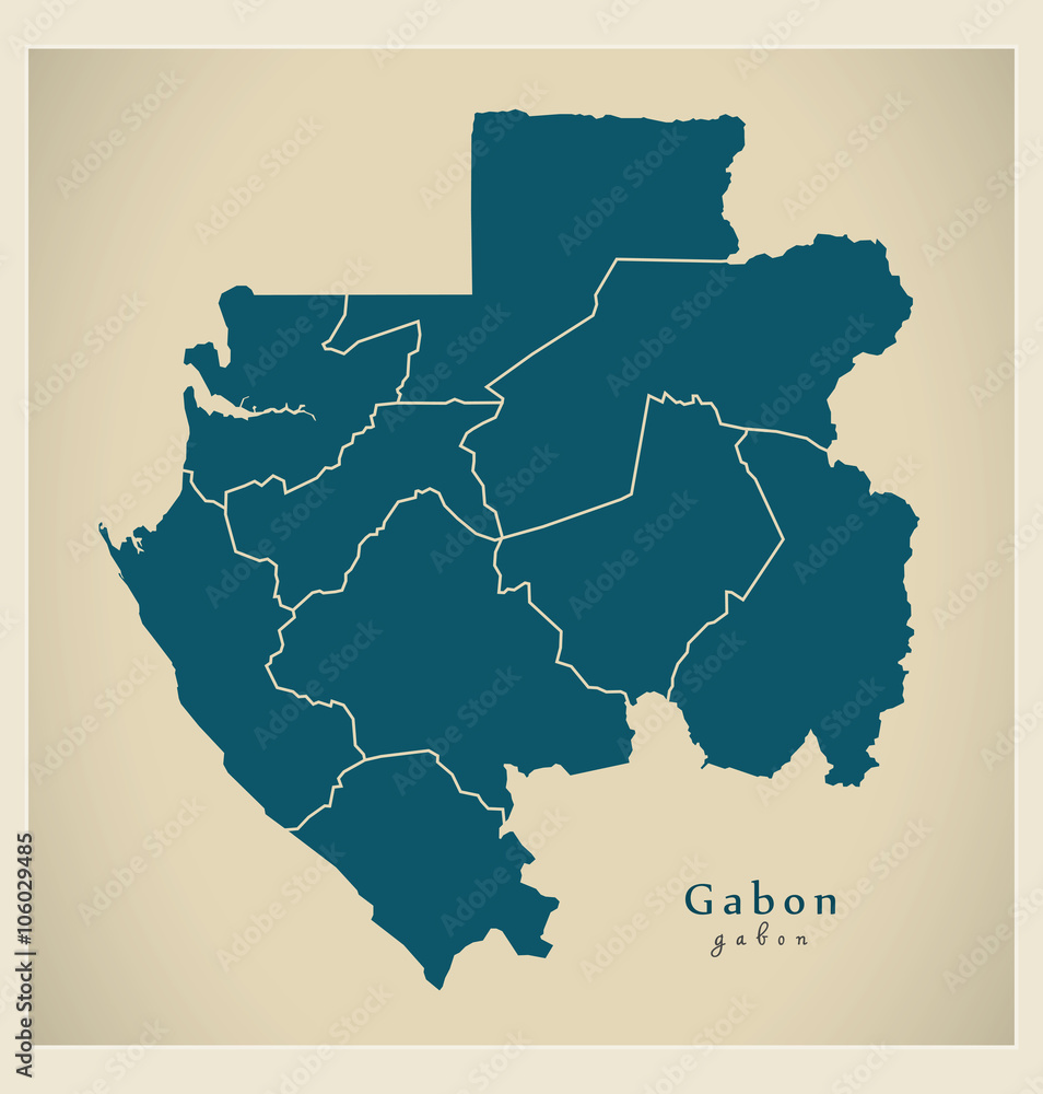 Modern Map - Gabon with provinces GA