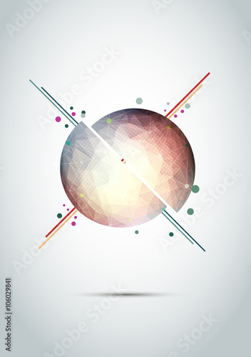 Abstract background sphere triangles and line 
