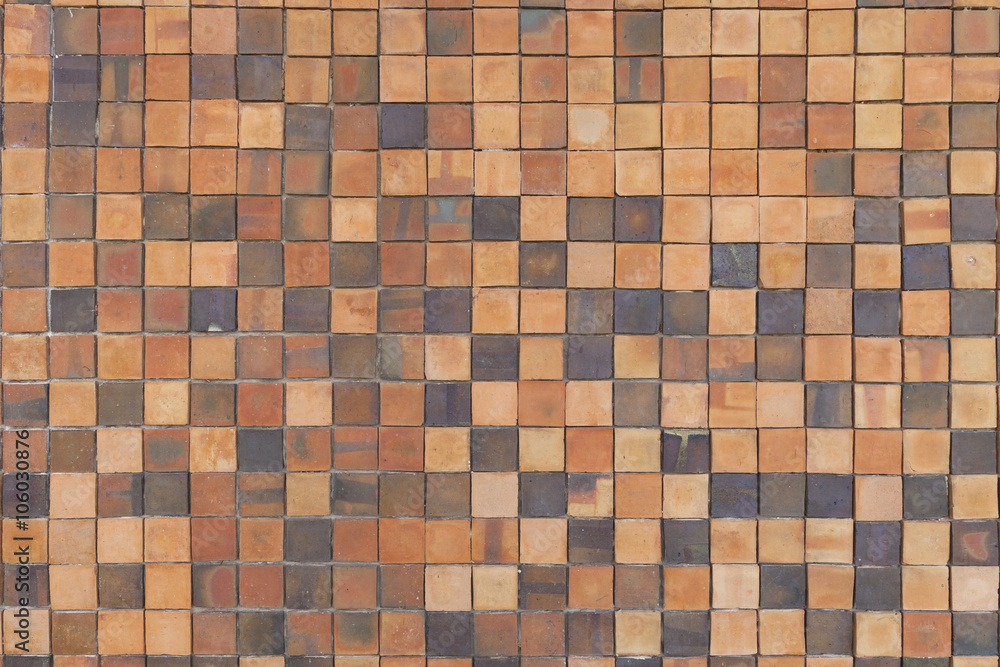 Pattern of square clay tiles, honeycomb tile pattern, yellow, red, graphic design Pattern of square clay tiles, honeycomb tile pattern, yellow, red, graphic design