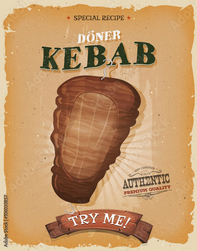 Grunge And Vintage Kebab Sandwich Poster