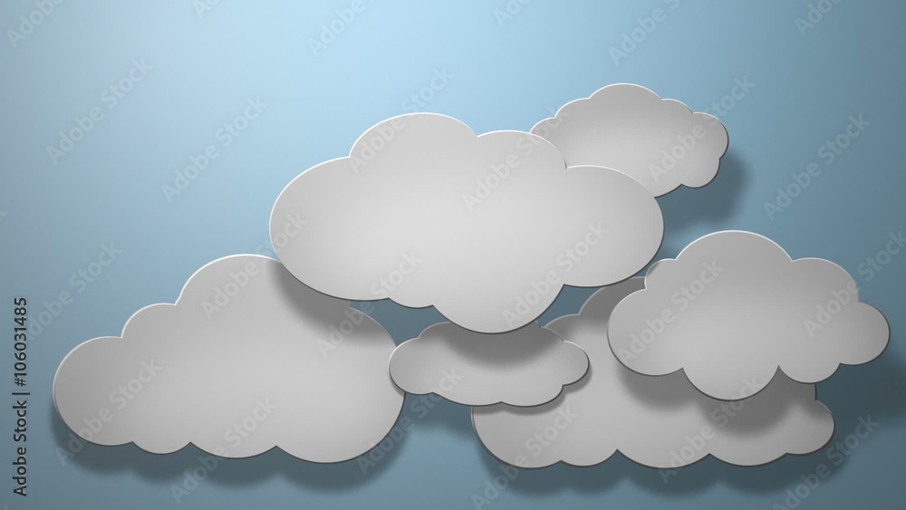 White paper clouds on the blue sky background White paper clouds on the blue sky background