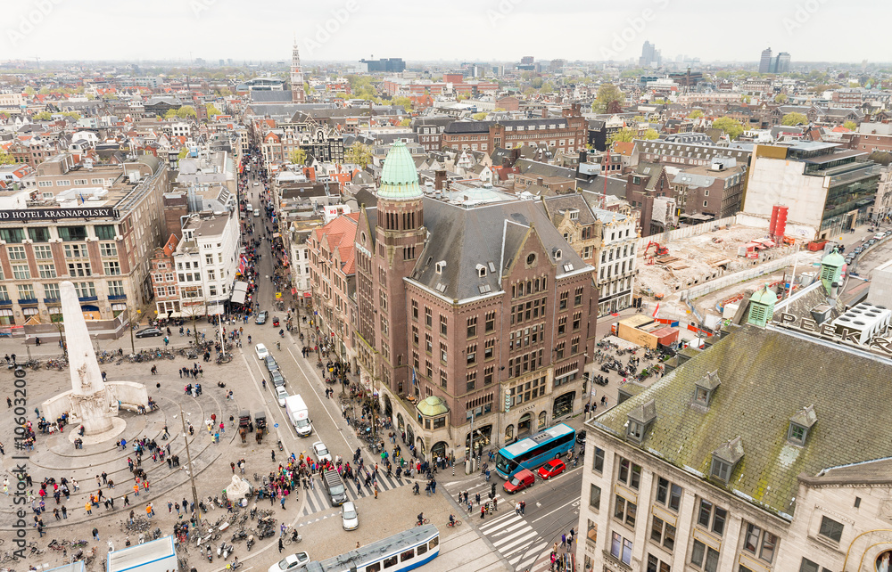 AMSTERDAM - MARCH 30, 2015: City panoramic view from a high vant