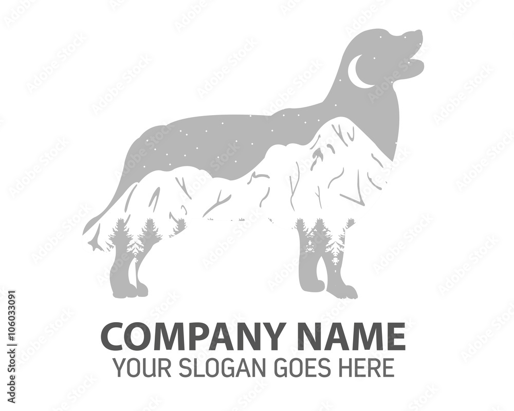 Night Dog Silhouette Logo Icon Vector