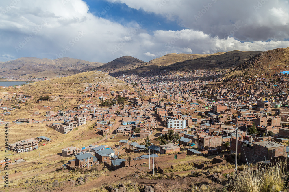 Panorama of Puno,  Peru