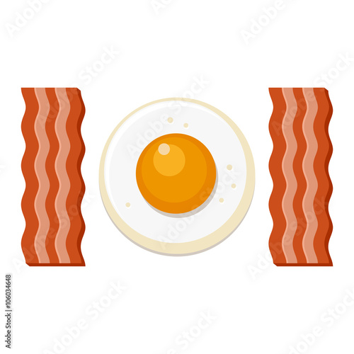 Fried Egg and Slices of Bacon. Vector