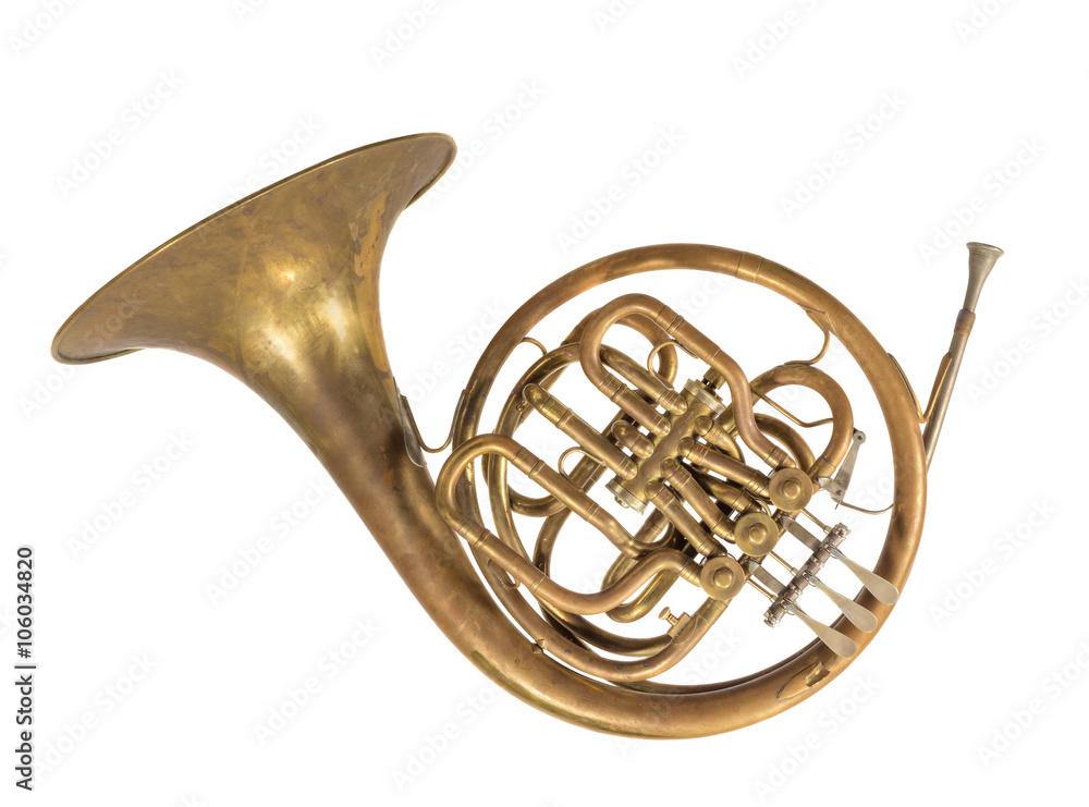 Naklejka premium altes blasinstrument horn, waldhorn