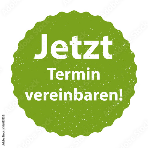 Jetzt Termin vereinbaren! Grunge Plakette Stempel Vektor Illustration