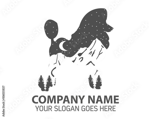 Night Poodle Silhouette Logo Icon Vector