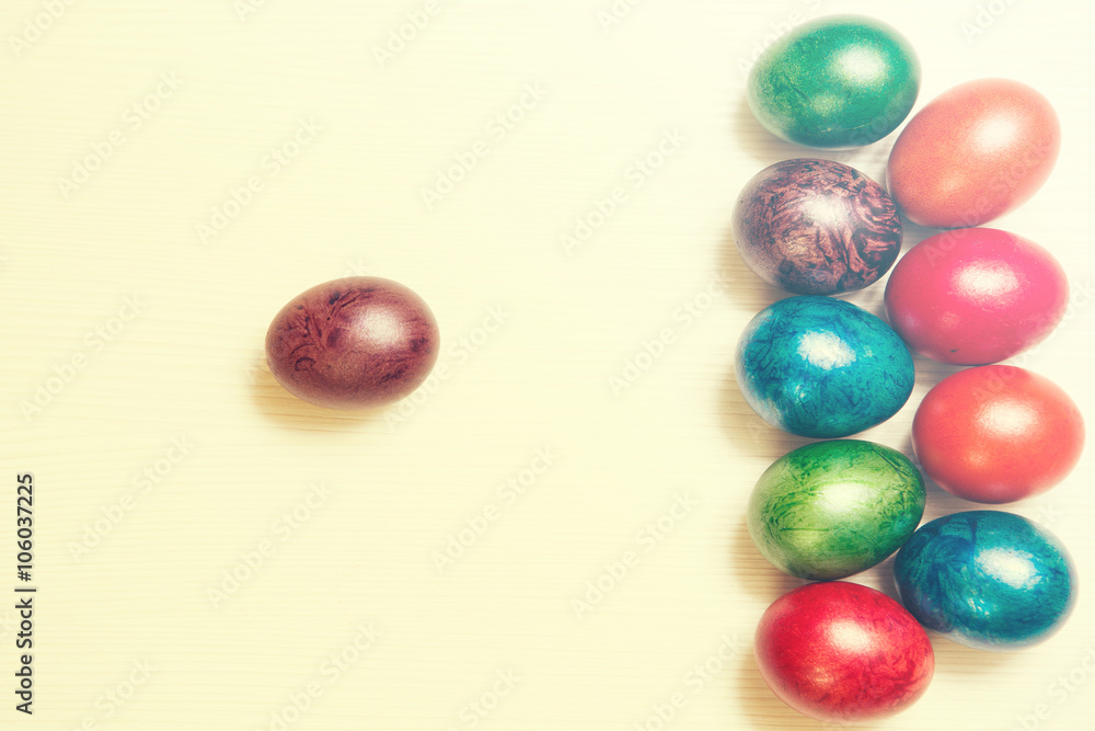 Easter eggs isolated on white wooden background Easter eggs isolated on white wooden background