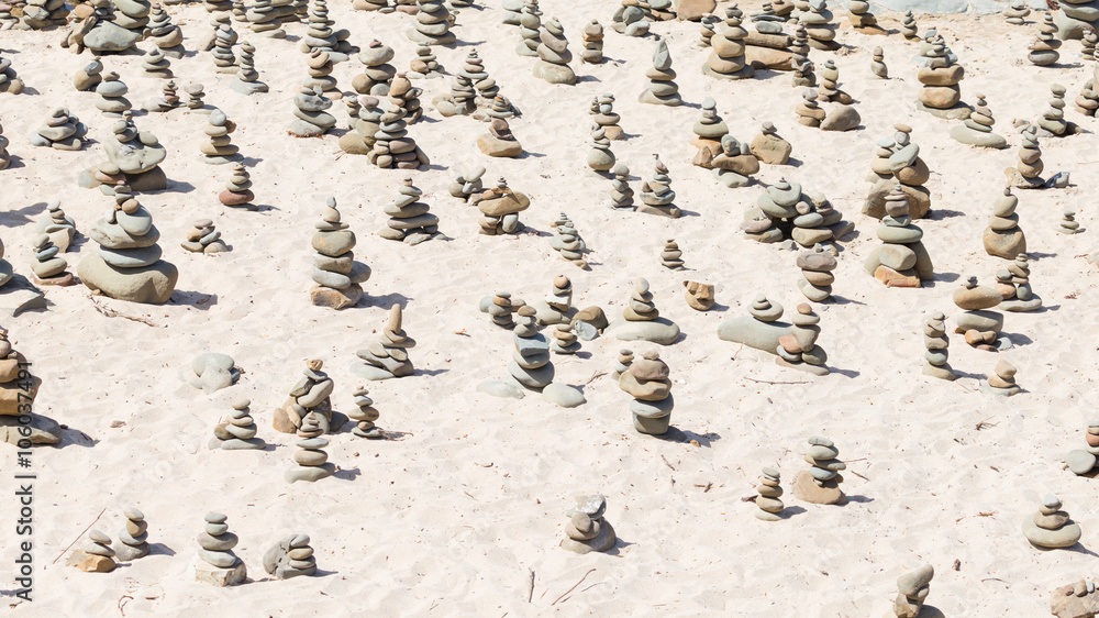 Fototapeta premium Pyramids of round stones